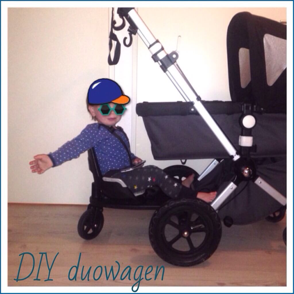 DIY duowagen: een veilig tweede zitje aan je kinderwagen maken van het Bugaboo meerijdplankje en een fietsstoeltje