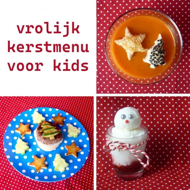 Vrolijk kerstdiner: recepten voor een kerstmenu met kinderen. De kerst komt eraan! Wat een gezellige tijd, nu na Sinterklaas kerst alweer op komst is. Dé tijd van het jaar om te genieten van en met je kinderen. Het huis wordt versierd en er alvast nagedacht over het kerstdiner. En dat laatste kan nog weleens een uitdaging zijn met kinderen. Zie hier recepten voor een kerstmenu, een heerlijk driegangen-kerstdiner voor vier kinderen!