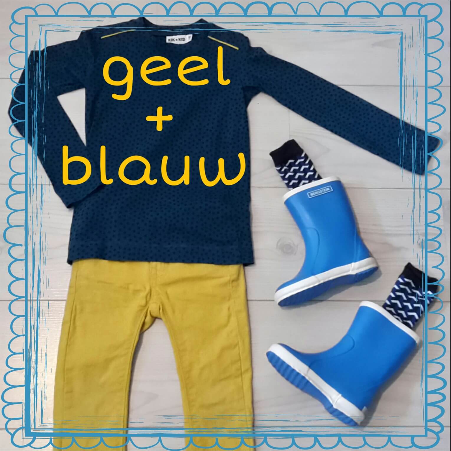 Stoere outfits in blauw + geel voor jongens en meisjes
