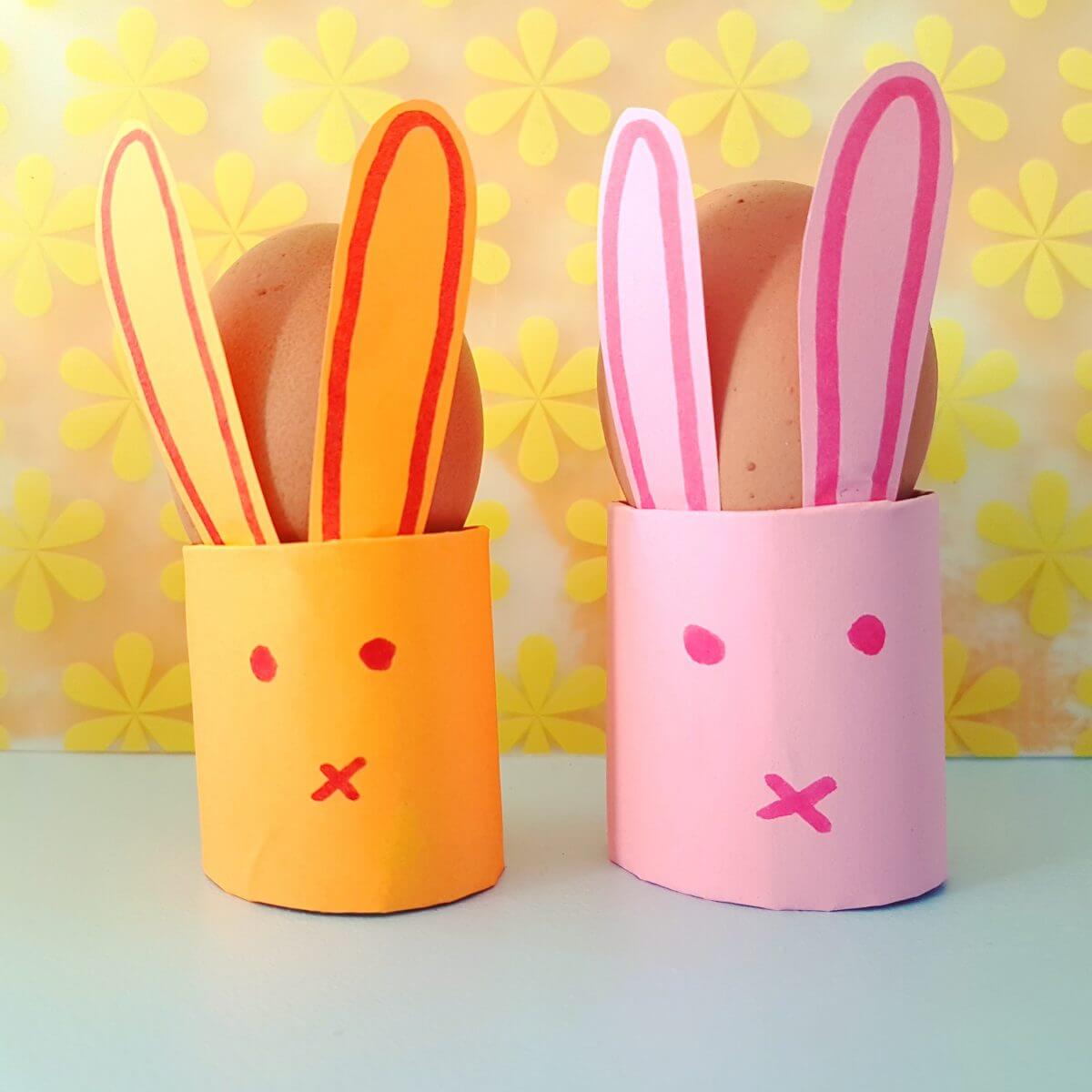 Knutselen voor Pasen: de leukste ideeën, eierdopje wc rol paashaas. Toilet paper easter egg