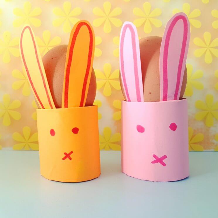 Knutselen voor Pasen: de leukste ideeën, eierdopje wc rol paashaas. Toilet paper easter egg