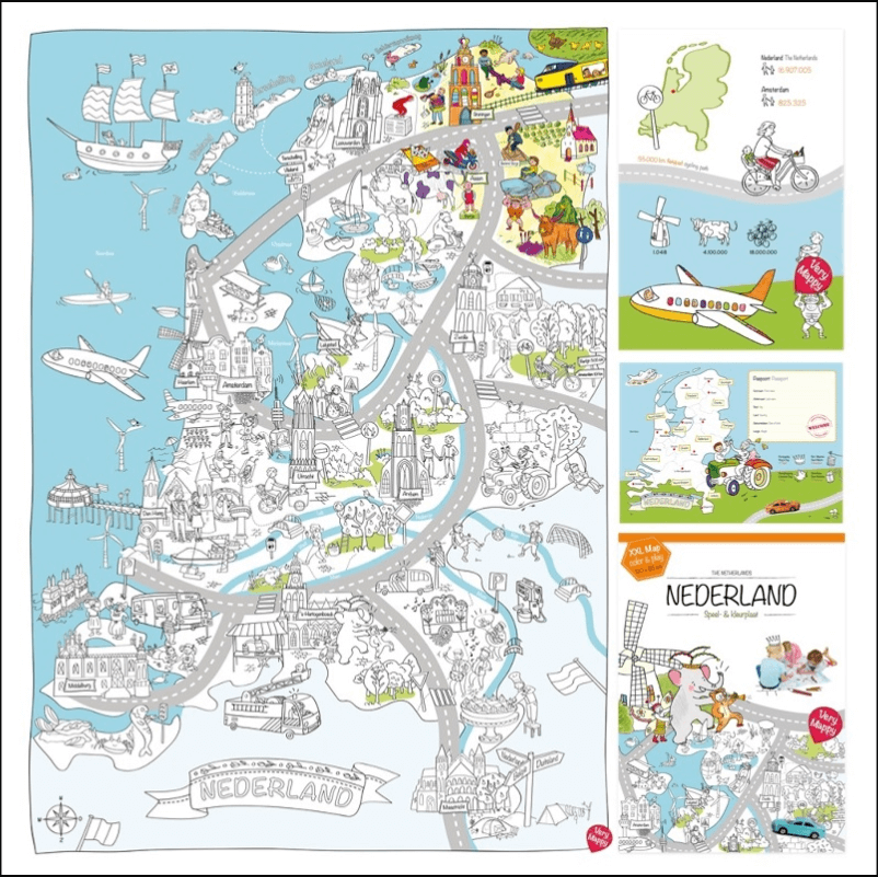 Super grote kleurplaten van Nederland en Amsterdam