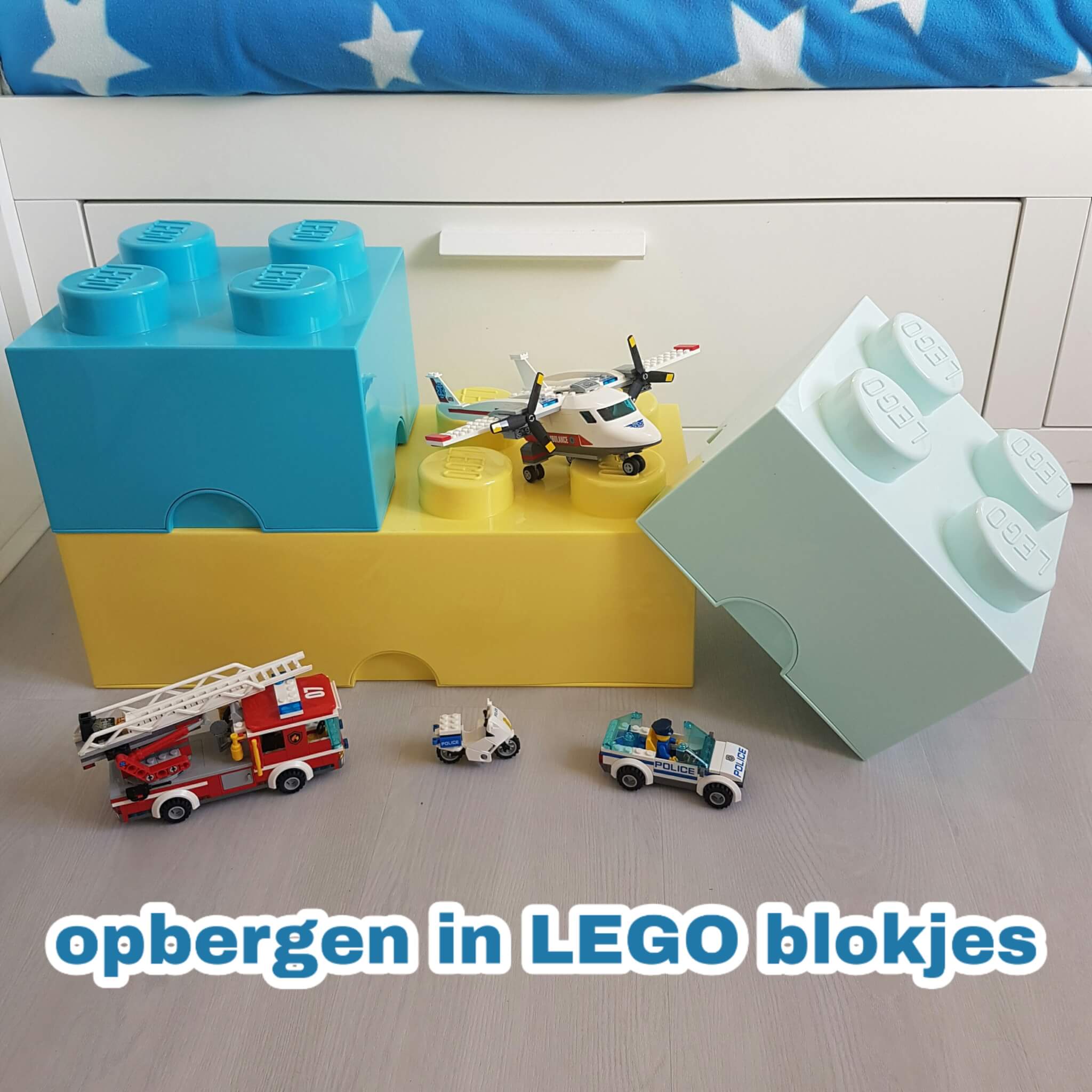 Opbergen in LEGO blokjes: van lunchbox tot grote opbergdoos