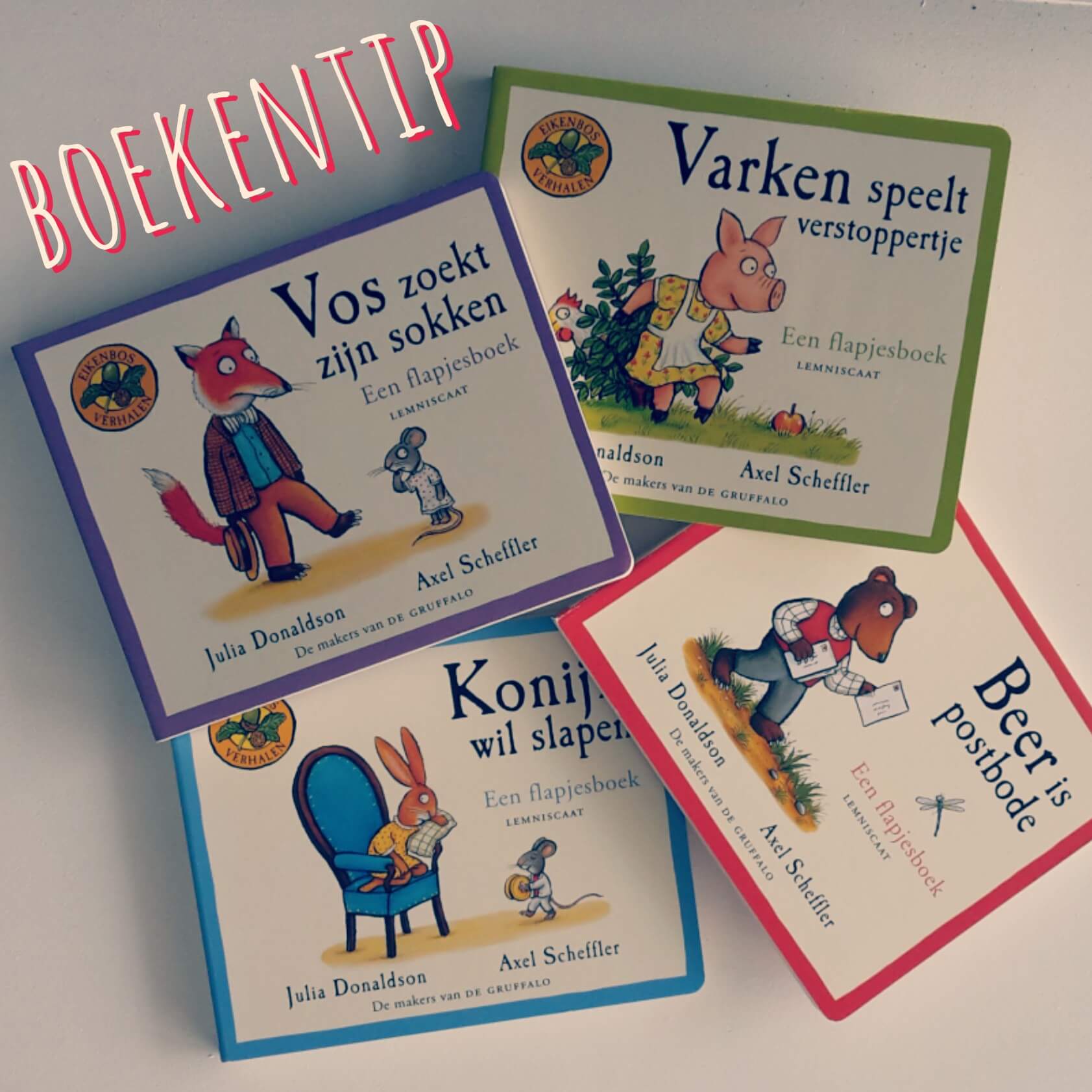 Boekentip: kartonboekjes over de avonturen in het Eikenbos, van de makers van de Gruffalo