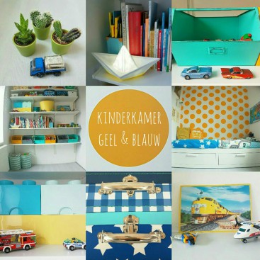 Kinderkamer in geel, blauw, turkoois, petrol, mint, groen, grijs en wit