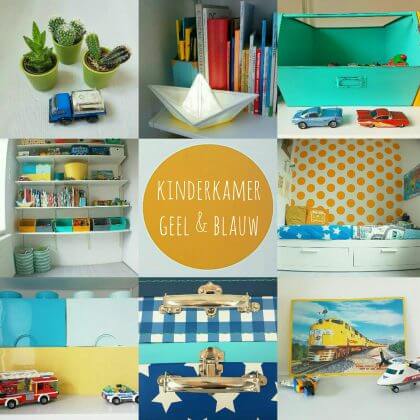Kinderkamer in geel, blauw, turkoois, petrol, mint, groen, grijs en wit