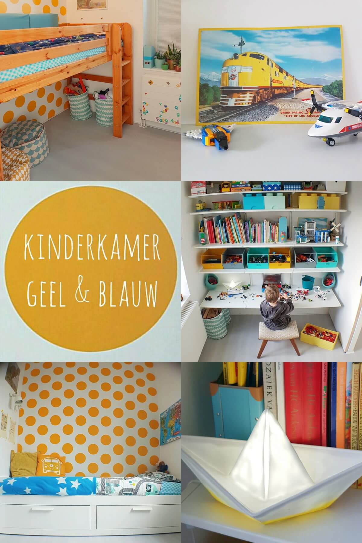 Binnenkijker: kleine witte kinderkamer met geel, blauw en turkoois