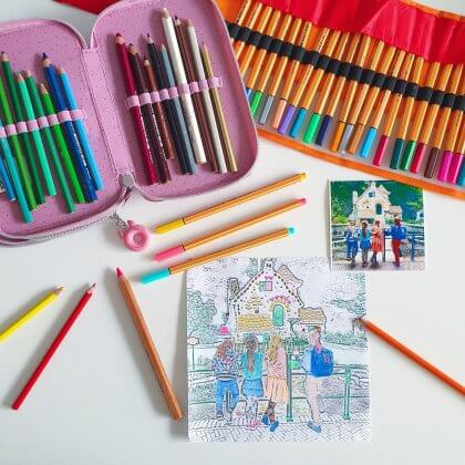 Kinderen thuis vermaken tijdens Corona lockdown: 101 tips rondom huis. Zoals een kleurplaat maken van een foto.