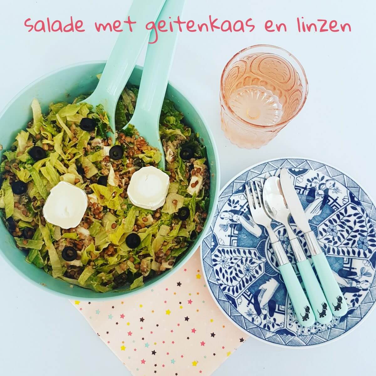 Super lekker vegetarisch recept: salade met geitenkaas en linzen