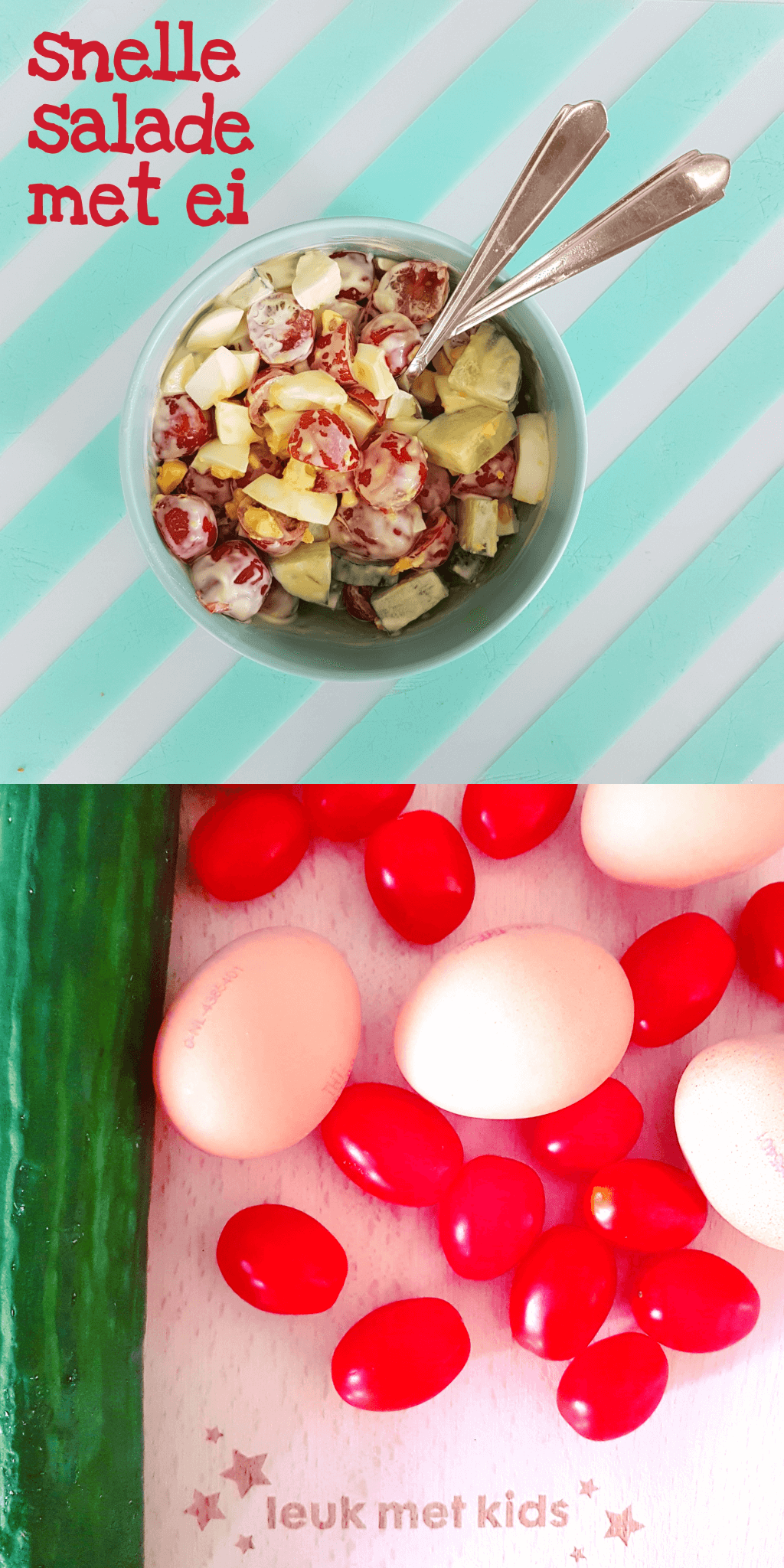 Recept voor snelle zomerse eiersalade, voor vakantie of thuis #leukmetkids #recept #kinderen