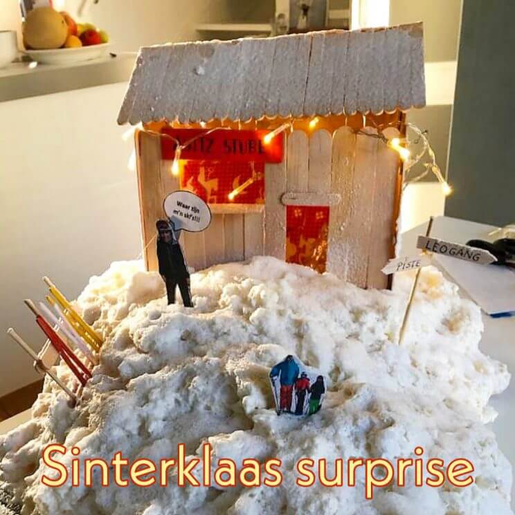 Sinterklaas surprise knutselen: heel veel leuke ideeën om te maken: wintersport huisje apres ski. 