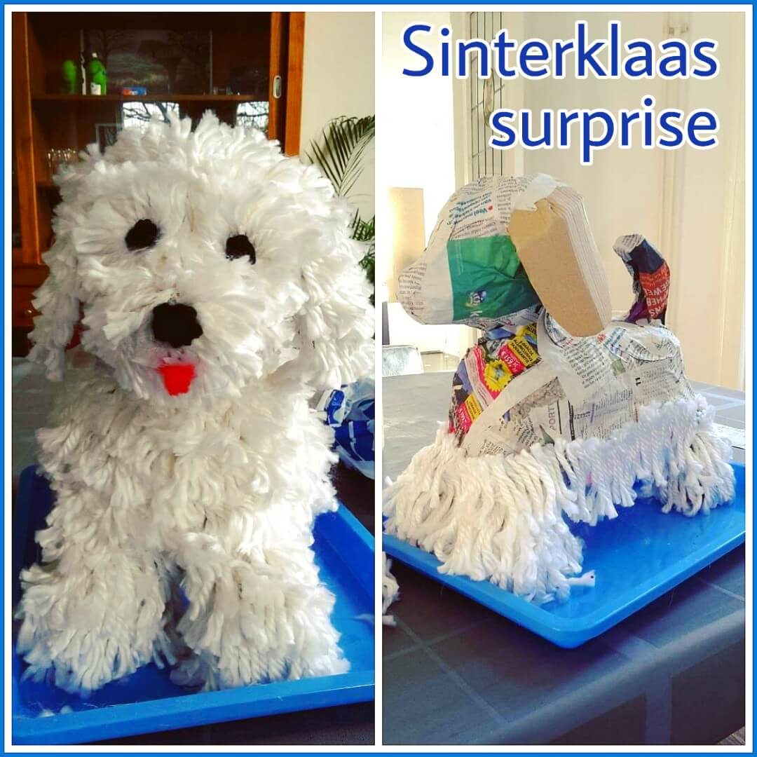 Sinterklaas surprise knutselen: heel veel leuke ideeën om te maken. Zoals dit schattige Sinterklaas surprise hondje, een van de mooiste surprises die ik gezien heb. 