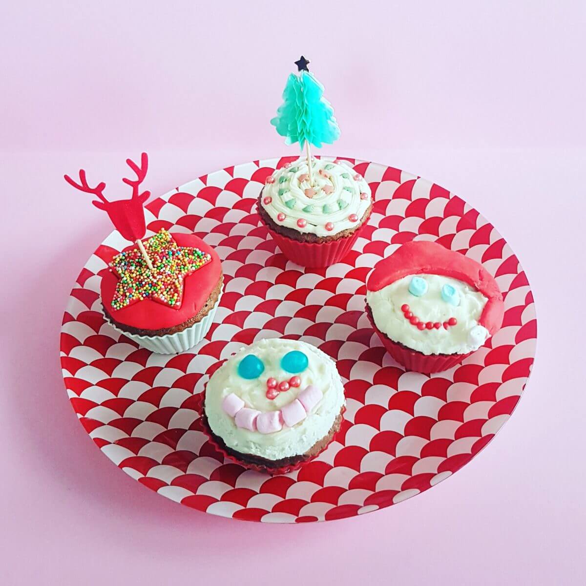 cupcakes versieren voor kerst