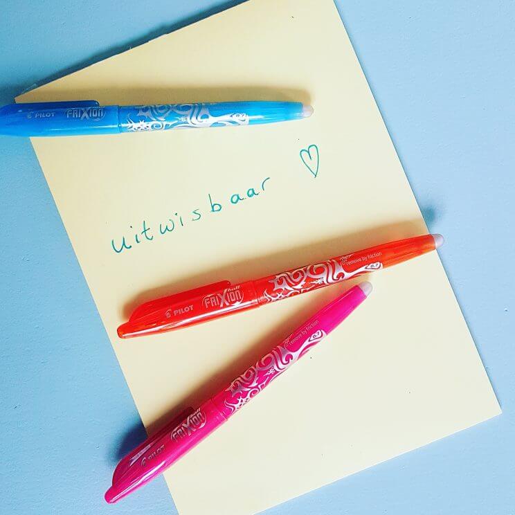 Ideaal: uitwisbare pen in vrolijke kleurtjes van van Frixion Rollerball