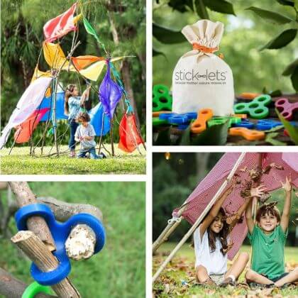 Stick-lets: buitenspeelgoed om een hut te bouwen met takken, leuk cadeau voor kids
