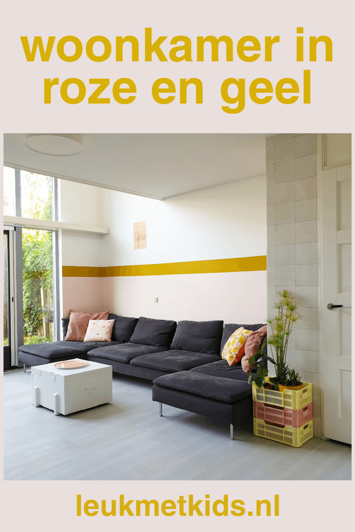 Onze nieuwe woonkamer in roze en geel van Flexa Creations