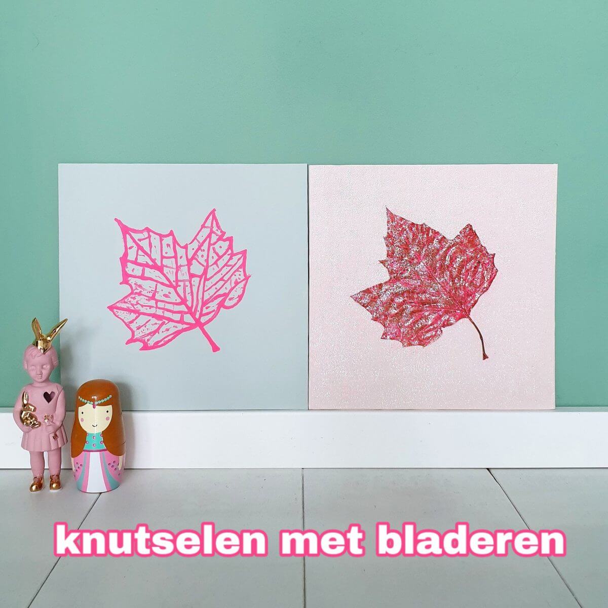 Een herfst schilderij knutselen met bladeren