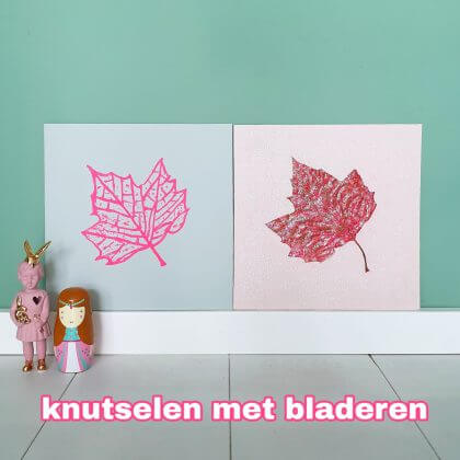 Een herfst schilderij knutselen met bladeren