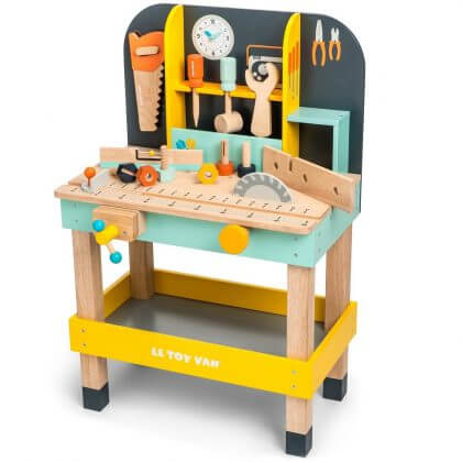 Duurzaam speelgoed: cadeau ideeën voor kinderen. Voor kinderen die gek zijn op rollenspellen en klussen, is deze duurzame werkbank van Le Toy Van leuk.