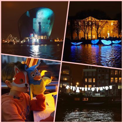 Fabeltjeskrant boottocht voor kinderen bij het Amsterdam Light Festival