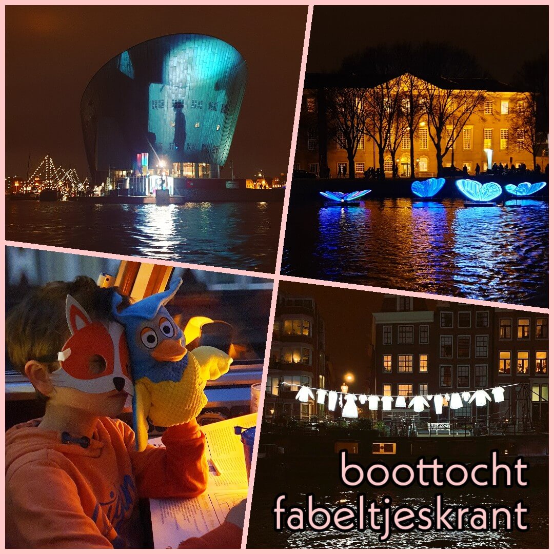 Fabeltjeskrant boottocht voor kinderen bij het Amsterdam Light Festival