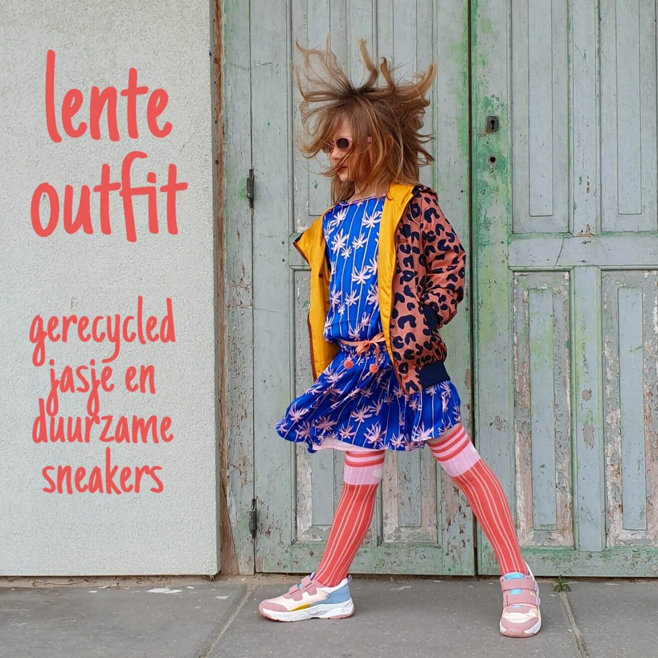 Lente outfit voor meisjes: gerecycled jasje en duurzame kinderschoenen