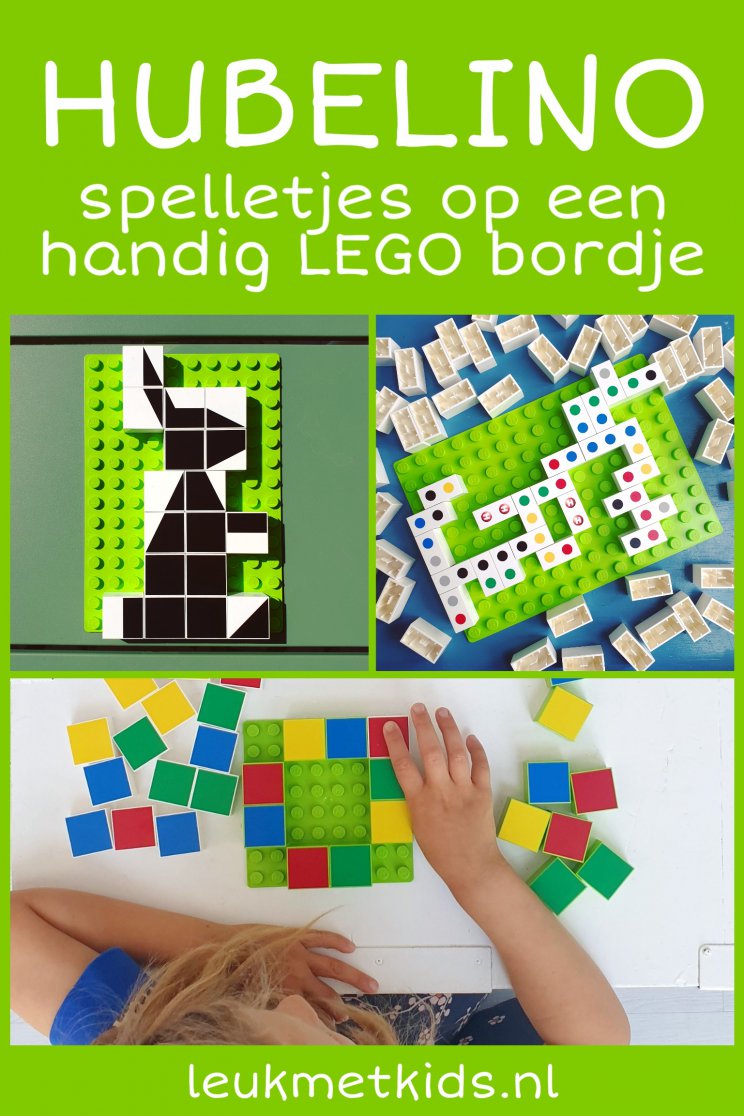 Hubelino spelletjes op een handig LEGO bordje