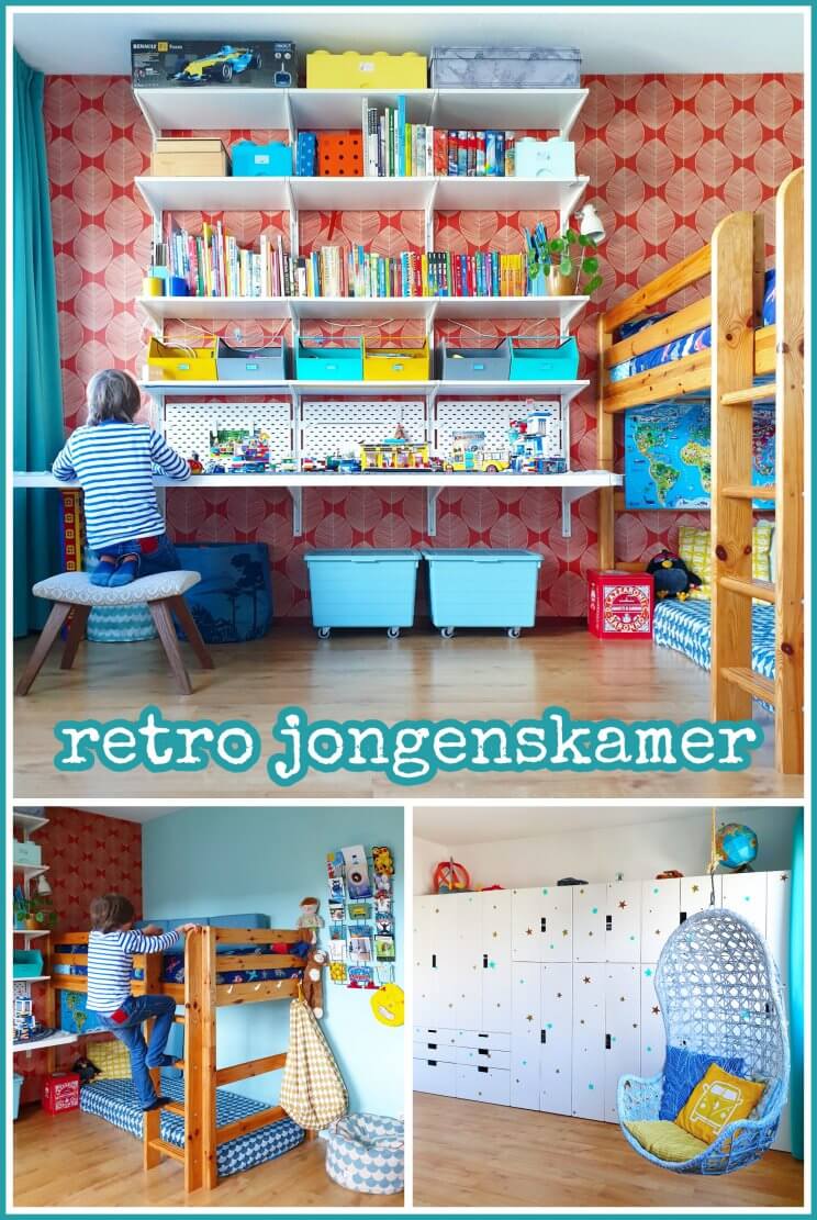 Kinderkamer inspiratie: retro jongenskamer met hout, blauw, rood en geel