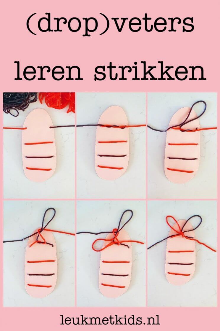 Veters leren strikken: met dropveters wordt het leuk voor kinderen. Veters leren strikken is iets waar veel kinderen en ouders tegenop zien. Met dropveters en andere snoepveters wordt het voor kinderen leuk om te leren vetersstrikken #leukmetkids #vetersstrikken