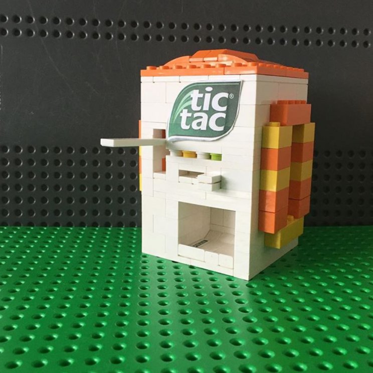 LEGO tic tac machine bouwen, snoepautomaat, snoep dispenser