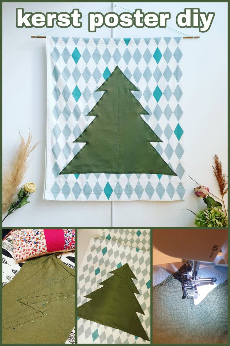 Kerst poster zelf maken: DIY kerstboom wanddecoratie op stoffen doek