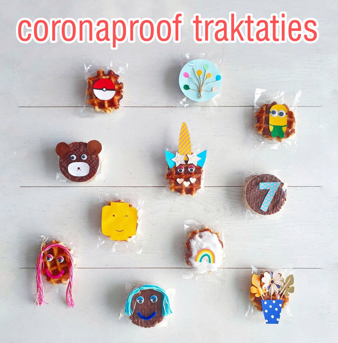 Corona proof voorverpakte traktatie ideeën: verjaardag op school of crèche. Leuke traktatie ideeën verzinnen is al best een uitdaging, maar helemaal nu ze Corona proof moeten zijn en dus voorverpakte traktaties moeten zijn. Daarom vind je hier leuke traktatie ideeën die wel mogen.