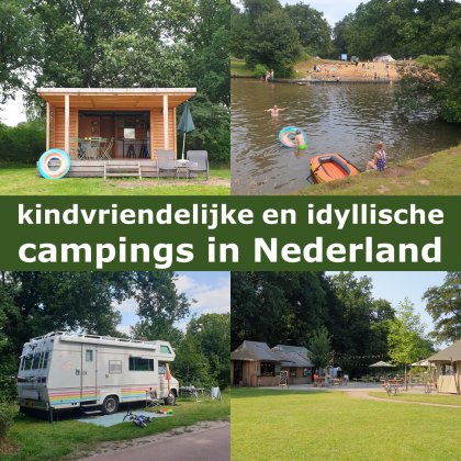 Kamperen met kinderen: idyllische kindvriendelijke campings in Nederland. Met speeltuin, zwembad, meer of rivier. Dit is Huttopia de Roos in Beerze bij Ommen in het Vechtdal in Overijssel.