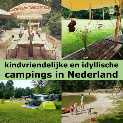 Kamperen met kinderen: idyllische kindvriendelijke campings in Nederland. Met speeltuin, zwembad, meer of rivier. Dit is Hartje Groen in Schaik bij Oss in Brabant.