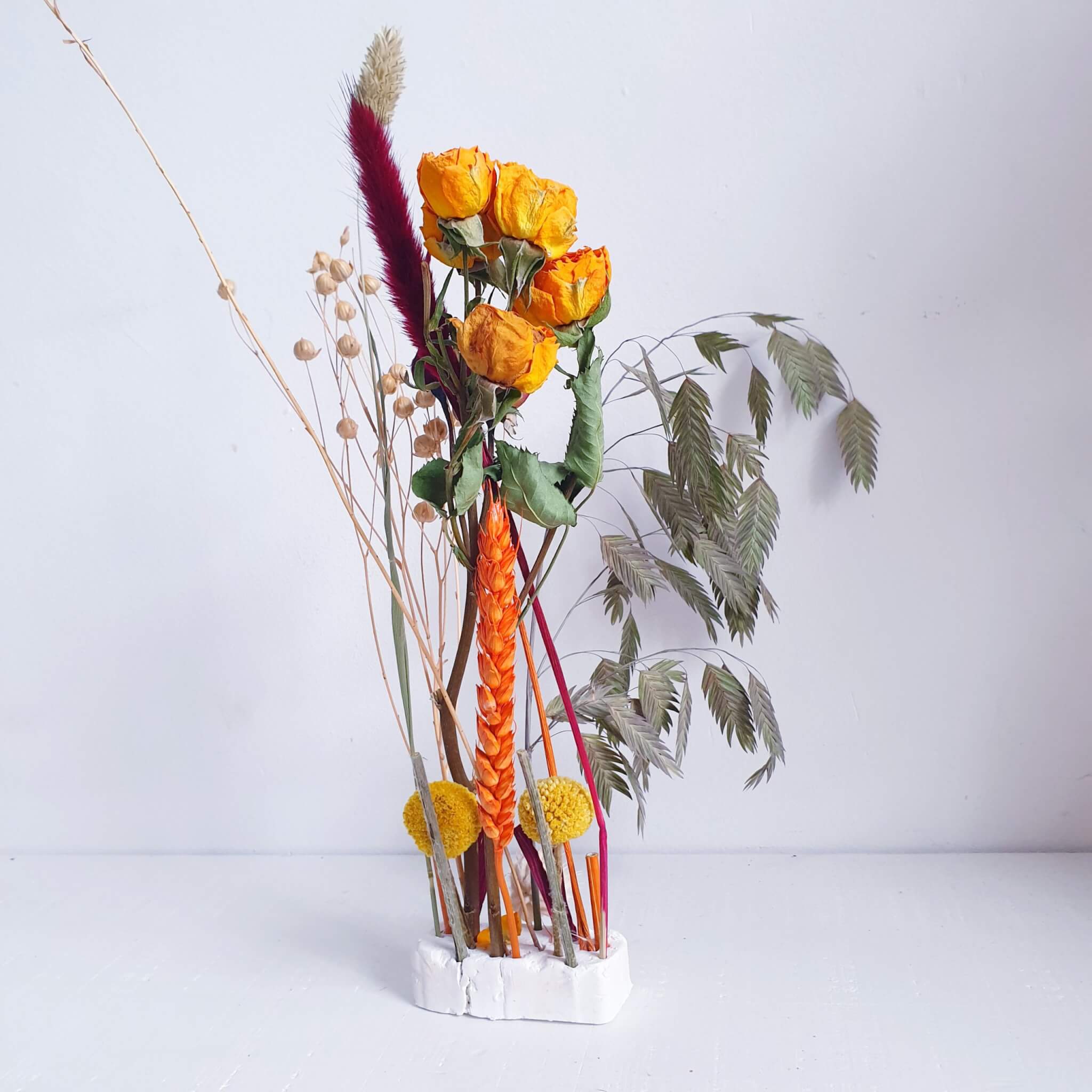 Droogbloemen kunstwerk maken