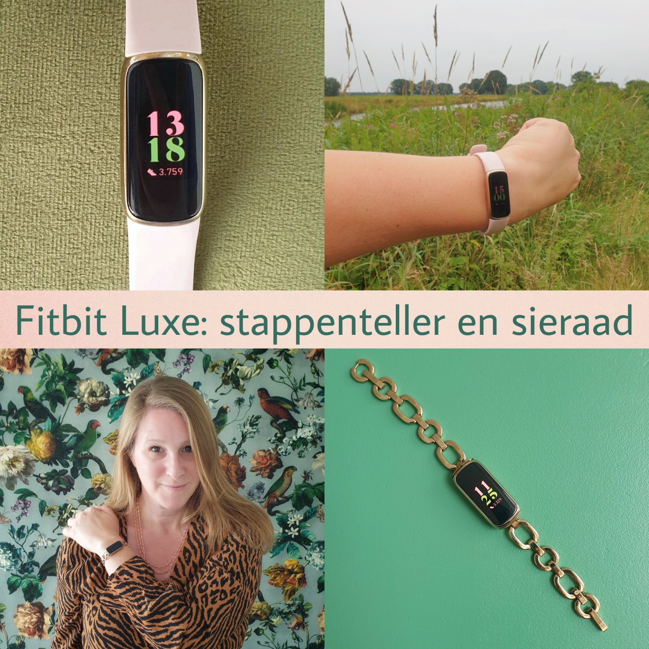 Fitbit Luxe review: horloge, stappenteller en sieraad. Super handig zo'n stappenteller, maar ik wil ook een mooi horloge. De Fitbit Luxe is een horloge met stappenteller, maar met de Gorjana armband zo mooi dat het ook een sieraad is. Kijk je mee naar mijn review van de Fitbit Luxe? 