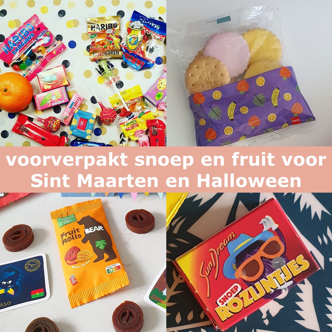 Voorverpakt snoep en fruit om uit te delen met Sint Maarten en Halloween. Sint Maarten en Halloween komen er weer aan! Dan gaan de kinderen langs de deuren, zingen liedjes en krijgen wat lekkers. Daarom vind je hier leuke ideeën voor voorverpakt snoep en fruit om uit te delen met Sint Maarten en Halloween. 