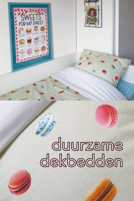 Duurzame dekbedden van Snurk: leuke prints voor kinderen en tieners. Het Amsterdamse merk Snurk heeft prachtige dekbedden van duurzame materialen. Naast prints voor jongere kinderen, hebben ze ook leuke dekbedden voor kinderen, tieners en volwassenen. Ik laat je hier onze favorieten zien. Dit dekbed met macarons is leuk voor meiden en jongens die van bakken houden, of van snoepen.