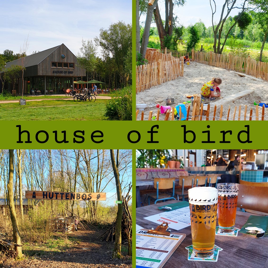 House of Bird: kindvriendelijk restaurant in het Diemerbos bij Amsterdam. Op de rand van Amsterdam en Diemen is een fijn kindvriendelijk restaurant: House of Bird. Hier kun je eerst wandelen en spelen in het Diemerbos. En daarna genieten op het grote terras in het groen of juist in het knusse restaurant binnen. Wat een fijn plekje met kinderen!