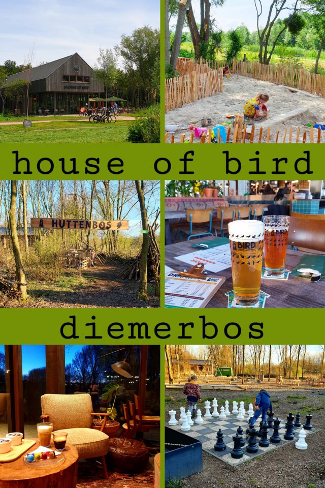 House of Bird: kindvriendelijk restaurant in het Diemerbos bij Amsterdam. Op de rand van Amsterdam en Diemen is een fijn kindvriendelijk restaurant: House of Bird. Hier kun je eerst wandelen en spelen in het Diemerbos. En daarna genieten op het grote terras in het groen of juist in het knusse restaurant binnen. Wat een fijn plekje met kinderen!