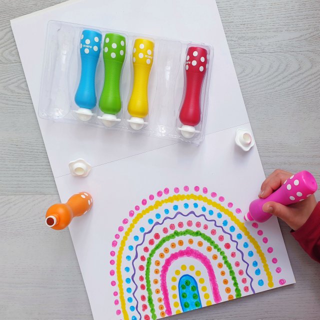 Ideeën om te tekenen en kleuren voor kinderen. Zoals tekenen en stempelen met schuimmarkers