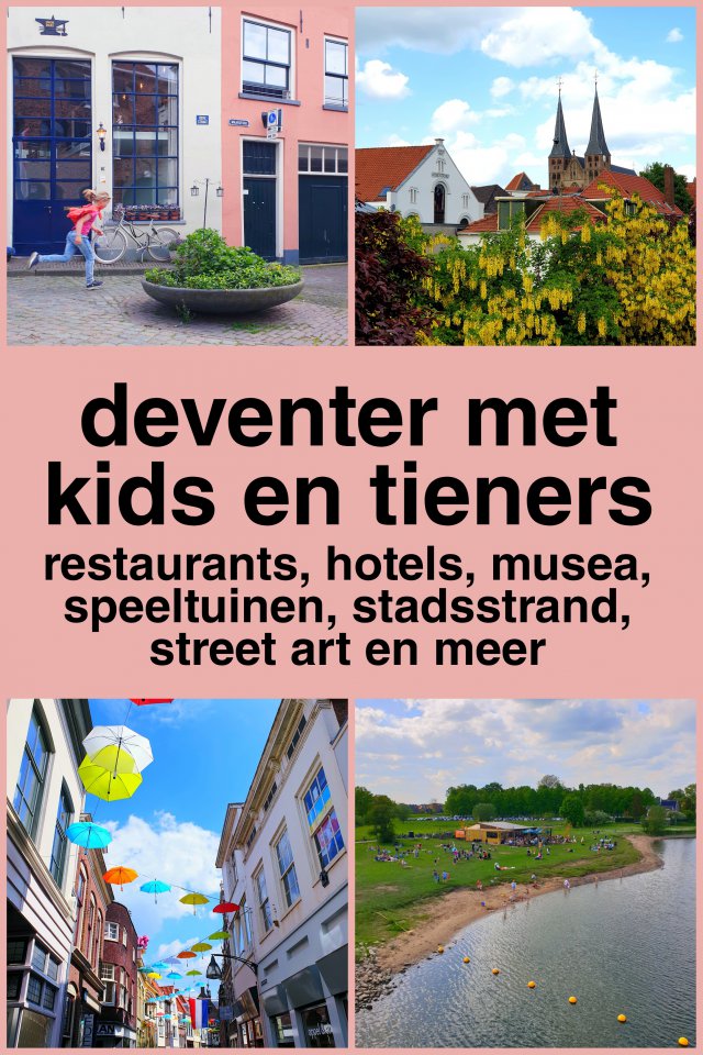 Deventer met kinderen en tieners: uitjes, restaurants en hotels. Wat een leuke stad is Deventer, heel gezellig voor een paar dagen weg kinderen en tieners. Met een mooi stadsstrand, toffe speeltuinen, interessante musea, street art routes, leuke restaurants en fijne winkels. Oh ja en een prachtige oude binnenstad.