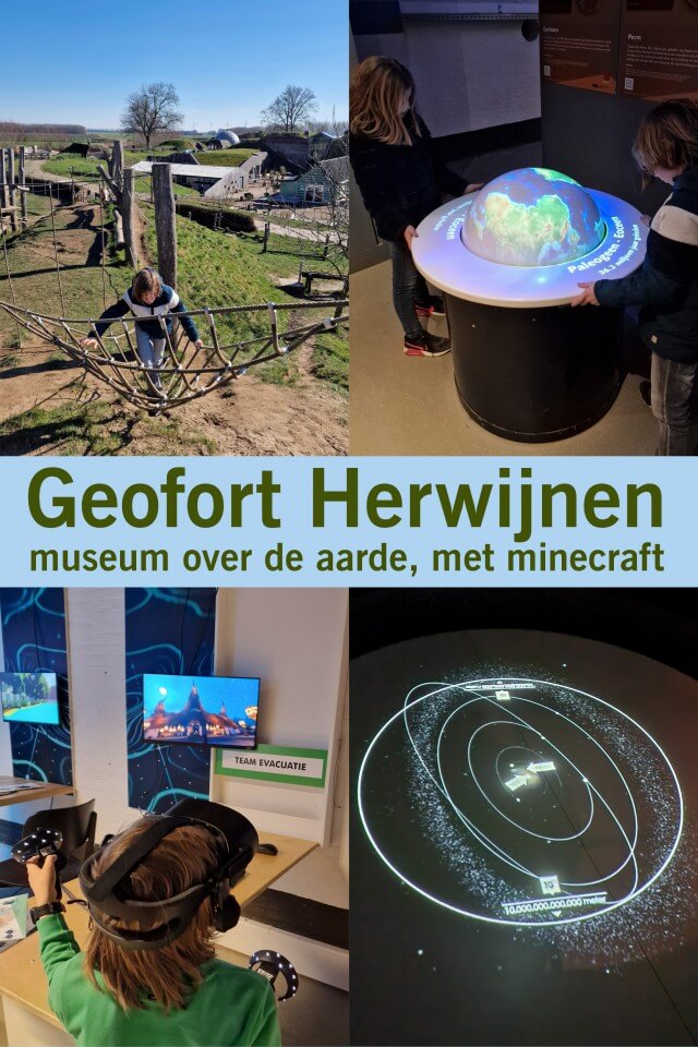 Geofort Herwijnen review: museum over de aarde, met Minecraft. Geofort Herwijnen is een leuk museum voor kinderen en tieners. Het zit in een oud fort van de Hollandse Waterlinie. Je leert er over de aarde, het klimaat, waterbeheer en de energietransitie. Buiten is er een leuke speeltuin. En je kunt er Minecraft workshops doen! Kijk mee naar onze review van Geofort Herwijnen.