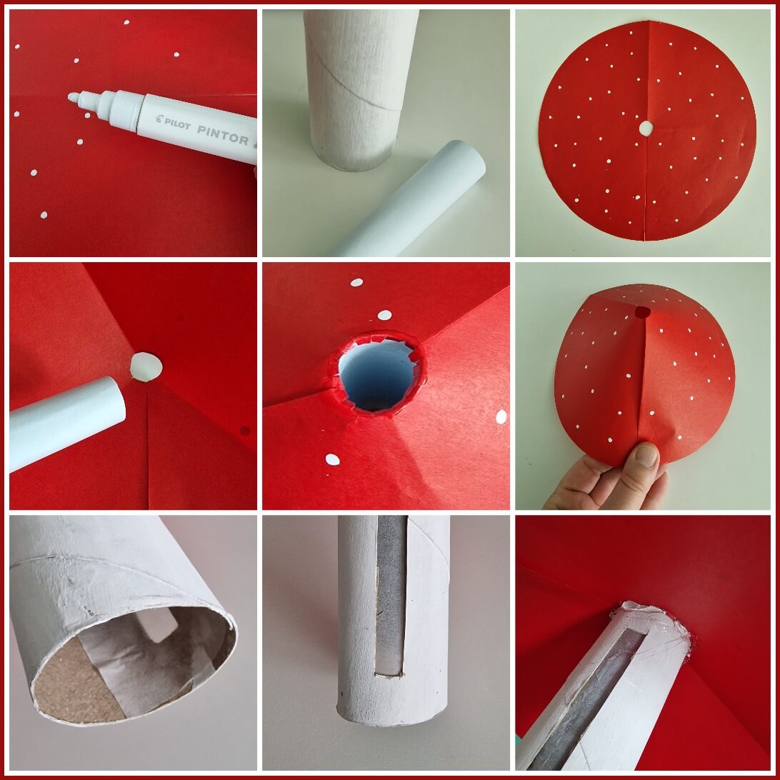 Paddenstoel lantaarn knutselen. Op zoek naar een leuke lampion om zelf te maken? Deze paddenstoel lantaarn kun je van een lege keukenrol knutselen.
