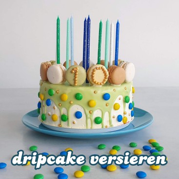 Dripcake versieren: leuke ideeën voor een verjaardagstaart. Zoonlief vindt dripcakes heel erg cool en is gek op macarons. Dus voor zijn tiende verjaardag maakte ik een dripcake. Of beter gezegd, ik versierde een dripcake, want de basis komt van HEMA.