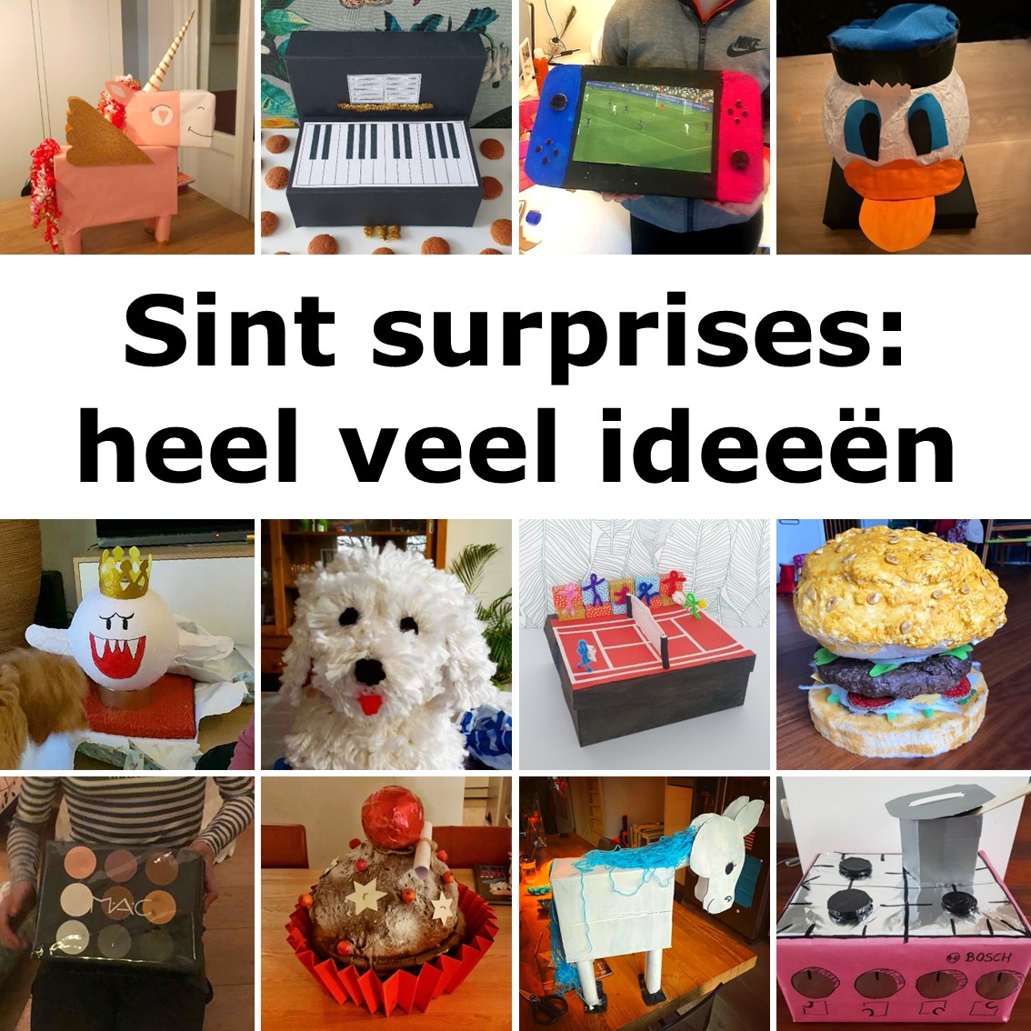 Sinterklaas surprise maken: 87 leuke ideeën om te knutselen. Het is weer tijd om creatief aan de slag te gaan en Sinterklaas surprises te maken. We verzamelen hier leuke surprise ideeën, zowel makkelijke als ingewikkelde surprises. Grappig, toepasselijk, origineel, er zitten allerlei surprises tussen. Voor kinderen, tieners en volwassenen. Kijk je mee voor inspiratie om een toffe Sinterklaas surprise te knutselen?