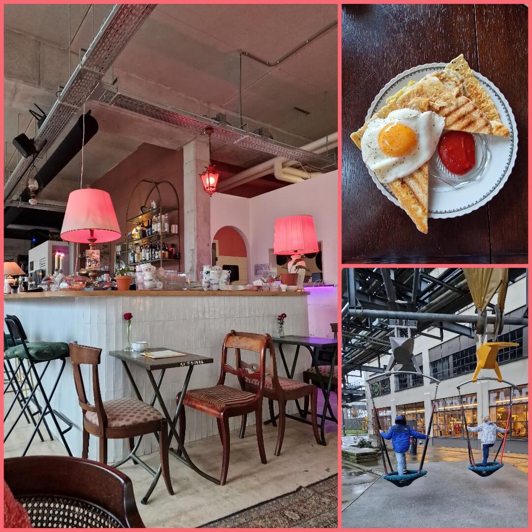 De Huiskamer Strijp-S is een gezellig restaurantje. Ingericht als huiskamer, met meubels van de kringloopwinkel. Met leuke simpele gerechten. Even verderop is de bijzondere speeltuin van Strijp-S en ook de Ontdekfabriek.