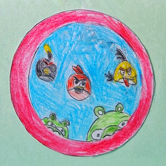 Angry Birds knutselen en tekenen. Zijn de kinderen gek op de vogels van Angry Birds? Hier vind je leuke ideeën om Angry Birds te knutselen en te tekenen. Ons meisje tekende een soort logo. Ze tekende Angry Birds Bomb, Red en Chuck en de biggen. 