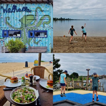 Strandtent Walhalla in Harderwijk aan het strand op strandeiland. Wat een leuke plek! Strandtent Walhalla in Harderwijk ligt aan het strand op strandeiland. Met terras aan het strand en een trampoline, houten speeltuin en fitness. Een leuk restaurant met kinderen en tieners.