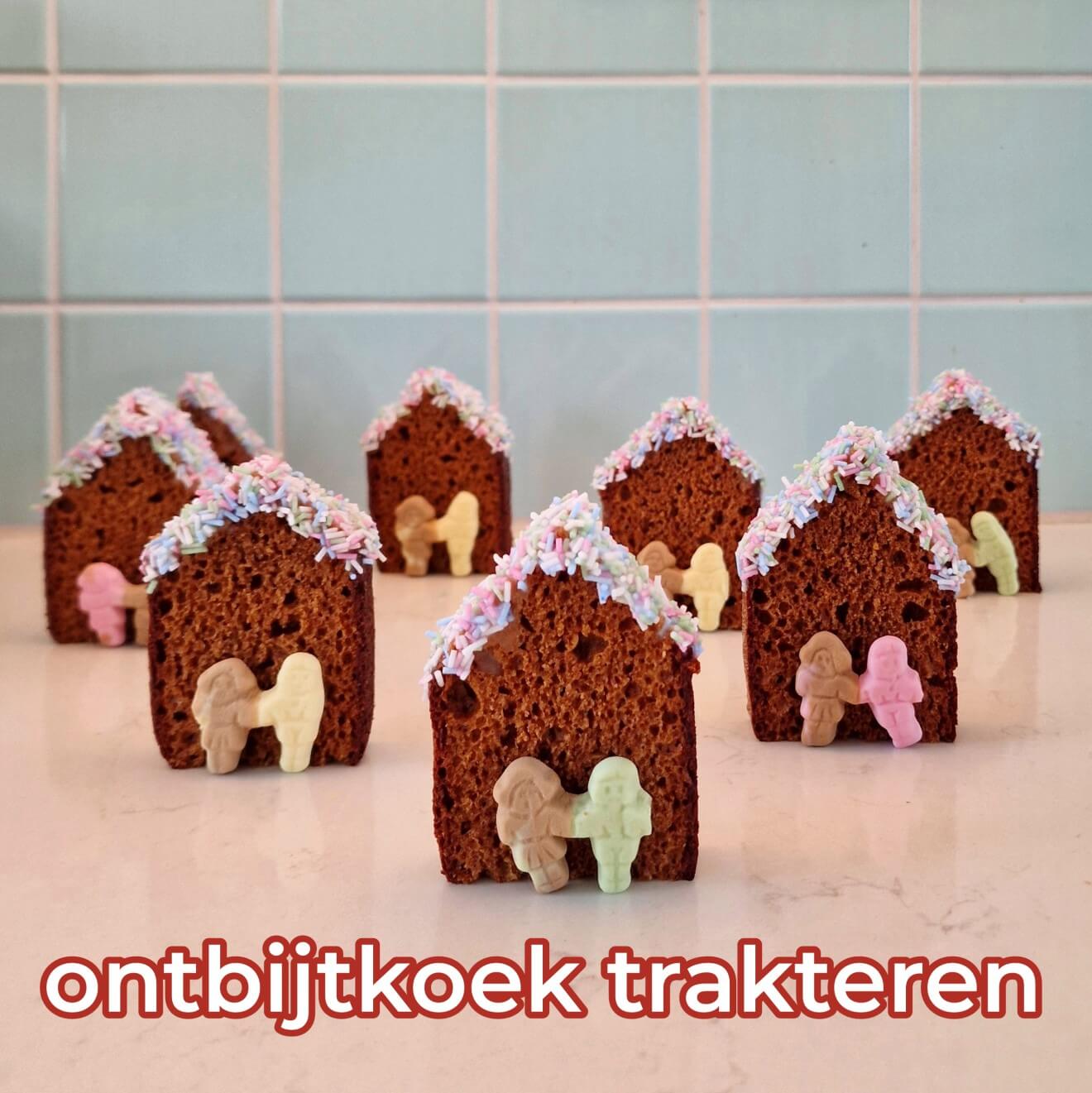 Ontbijtkoek trakteren. Op zoek naar een leuk idee om ontbijtkoek te trakteren? Maak deze ontbijtkoek huisjes voor kinderen op school of thuis.